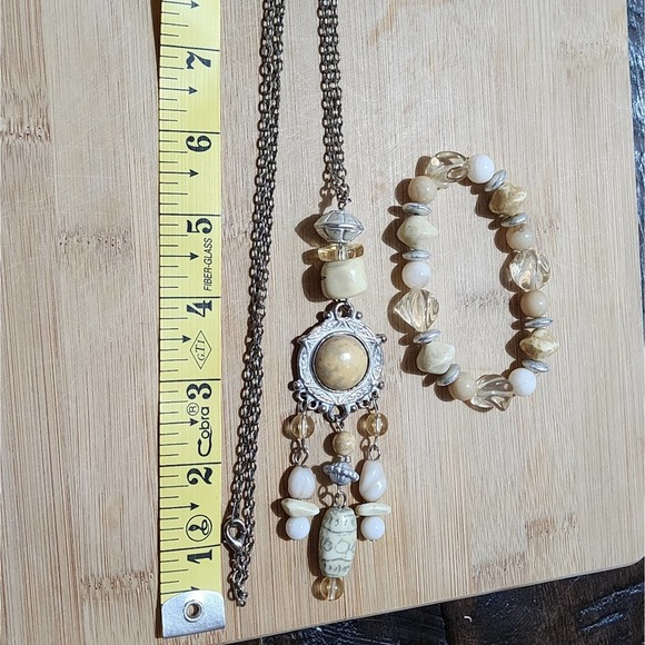 Treska necklace beaded tassel necklace and beaded stretch bracelet - Picture 8 of 8